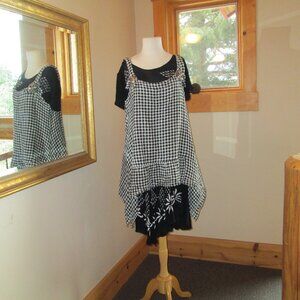 Luukaa Black & White Checkered Linen Top Black & White India Boutique Midi Dress